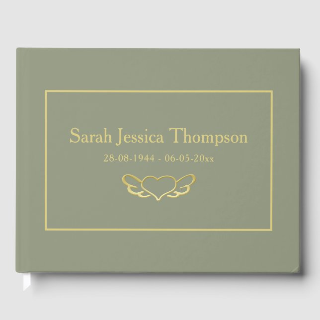 Elegant Blue & Sage Book of Condolence (Front)