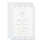 Elegant Blue & Sage Monogram Wedding Invitation