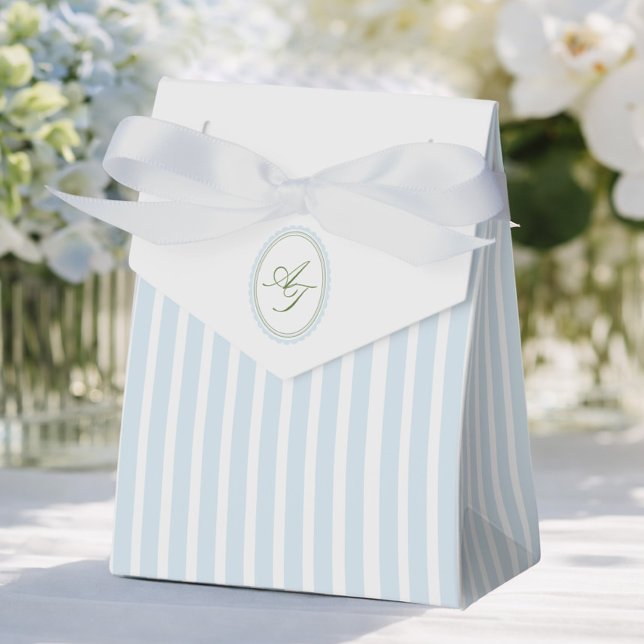 Elegant Blue & Sage Striped  Favour Box (Creator Uploaded)