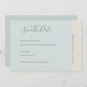 Elegant Blue Sage Wood Grain Save The Date Wedding Invitation
