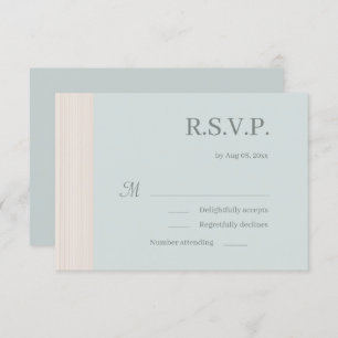 Elegant Blue Sage Wood Grain Stripes Wedding RSVP Invitation