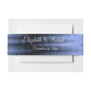 Elegant Blue Satin Ribbon Custom Belly Band Invitation Belly Band