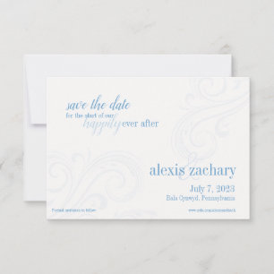Elegant Blue Save-the-Date, Caroline Wedding Save The Date
