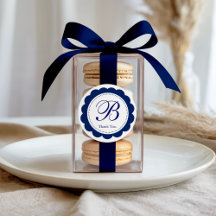 Elegant Blue Scalloped Monogram