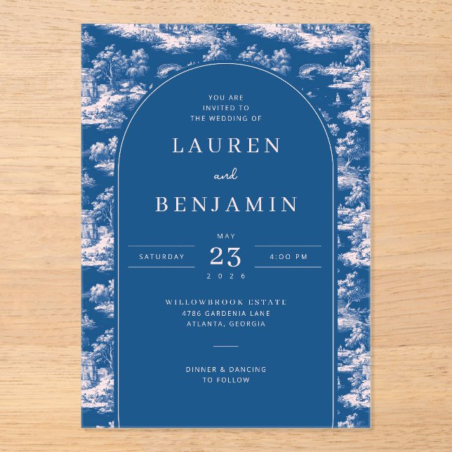 Elegant Blue Scenic Landscape Acrylic Invitations (Front)