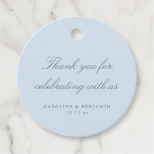 Elegant Blue Script Wedding Custom Thank You Favour Tags
