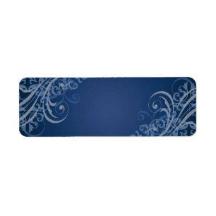 Elegant Blue Scroll Blue Blank Address Label