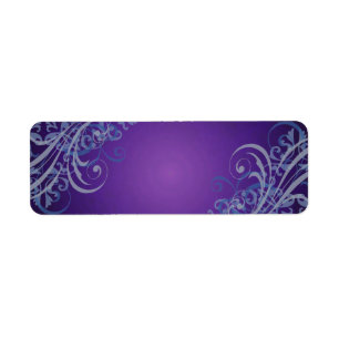 Elegant Blue Scroll Purple Blank Address Label