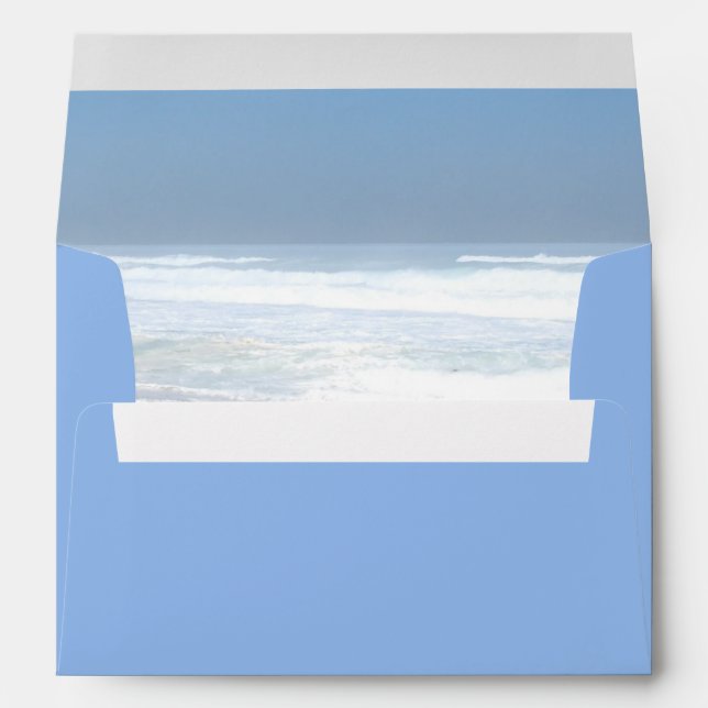 Elegant blue sea summer wedding envelope (Back (Bottom))