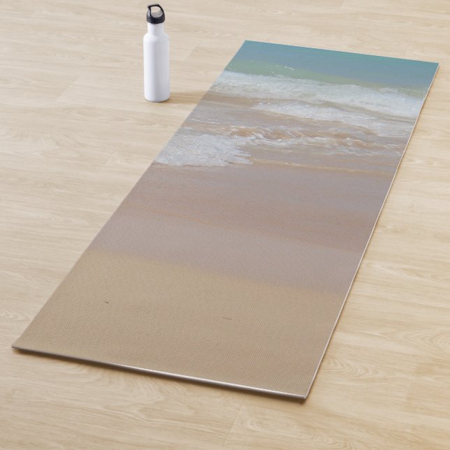 Elegant Blue Sea Water Waves Sand Template Trendy Yoga Mat (In Situ)