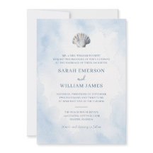 Elegant Blue Seashell Beach Wedding