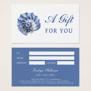 Elegant blue seashell logo gift card