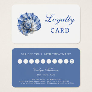Elegant blue seashell logo loyalty card