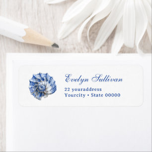 Elegant blue seashell logo return address label