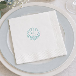 Elegant Blue Seashell Nautical Wedding Napkin