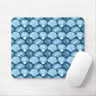 Elegant Blue Seashells Mousepad