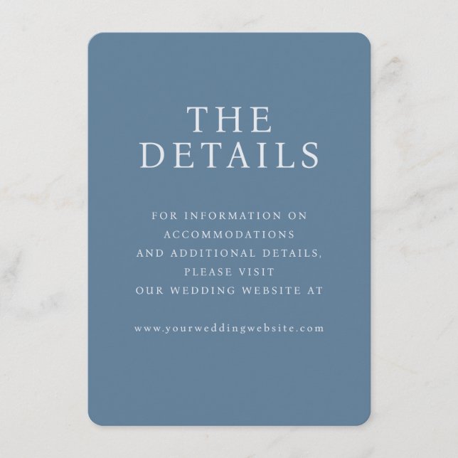 Elegant Blue Serif Wedding Website Card (Front)