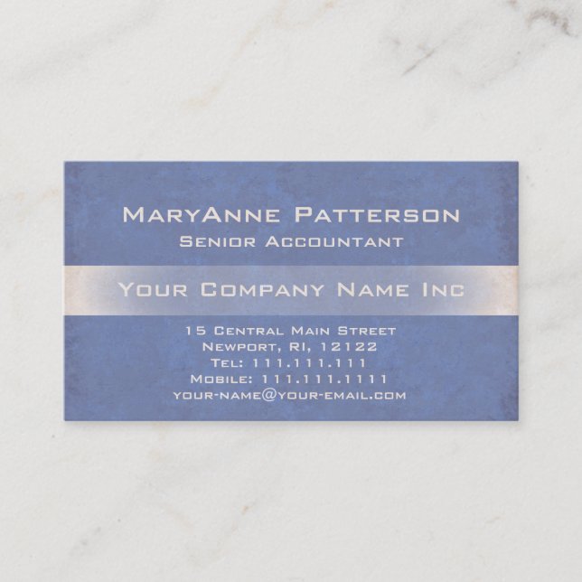 Elegant Blue Shimmer Textured Italian Corporate Business Card (Front)