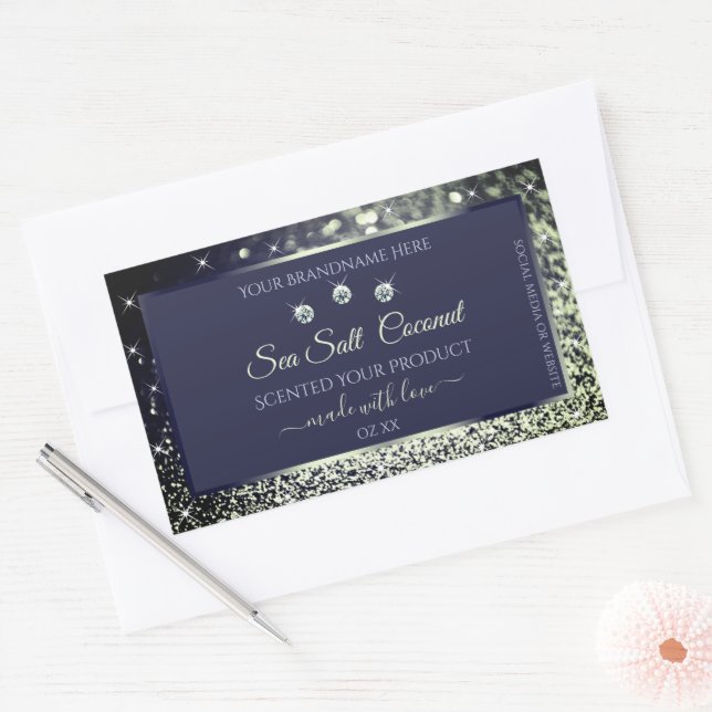 Elegant Blue Silver Glitter Product Labels Jewels (Envelope)