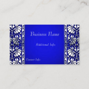 Elegant Blue & Silver Horizontal Business Card