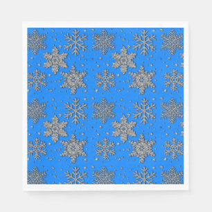 Elegant blue silver snowflakes napkin
