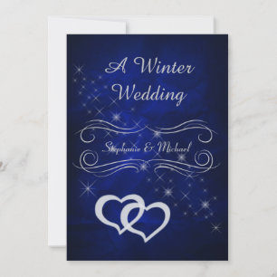 Elegant Blue Silver Winter Wedding Invitation