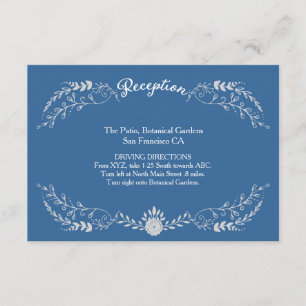 Elegant Blue & Silver Wreath Monochromatic Wedding Enclosure Card