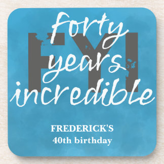 Elegant Blue Sky 40th Birthday Party Coaster