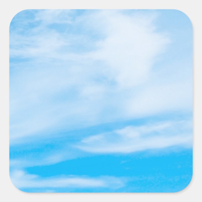 Elegant Blue Sky Clouds Nature Modern Template Square Sticker (Front)
