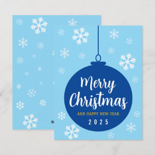 Elegant Blue Snowflake Christmas New Year Holiday  Card