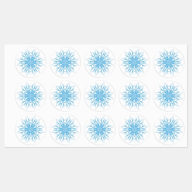 Elegant Blue Snowflake Mandala (Sheet)