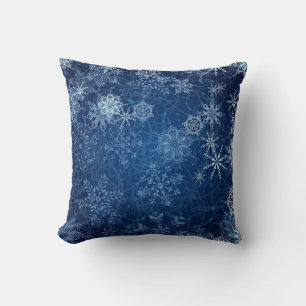 Elegant Blue Snowflake Pillow! Cushion