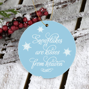 Elegant Blue Snowflakes Are Kisses Keepsake Ornament