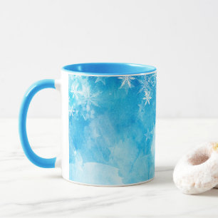 Elegant Blue Snowflakes Christmas   Classic Mug