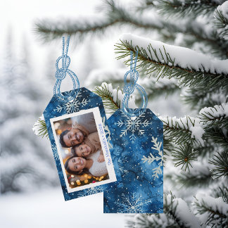 Elegant Blue Snowflakes Christmas Gift Tags
