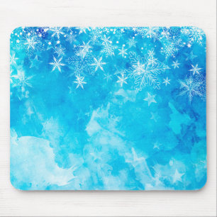 Elegant Blue Snowflakes Christmas   Mousepad