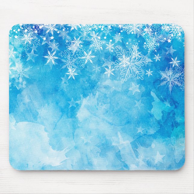 Elegant Blue Snowflakes Christmas | Mousepad (Front)