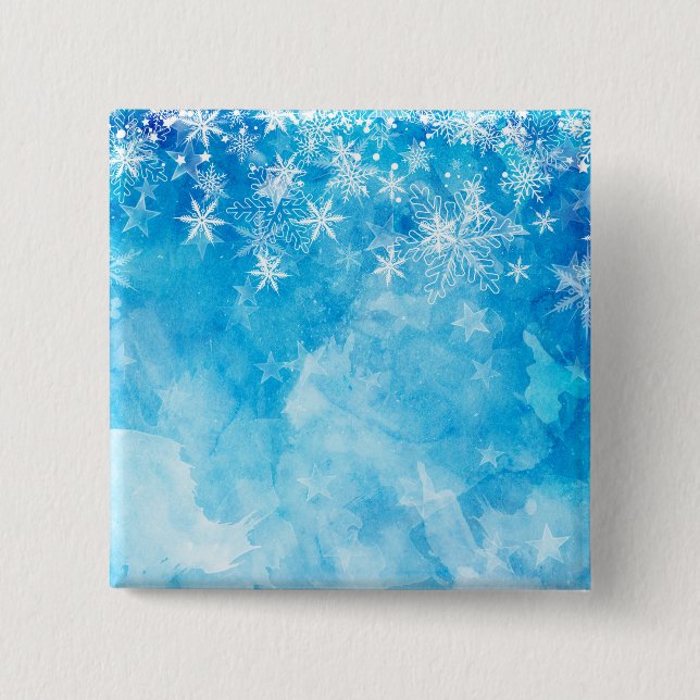 Elegant Blue Snowflakes Christmas | Pin Button (Front)