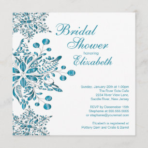 Elegant Blue Snowflakes Winter Bridal Shower Invitation