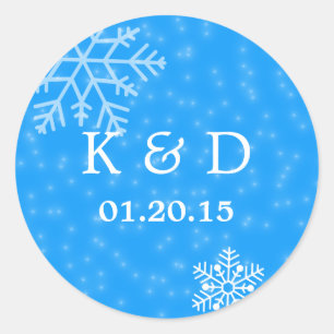 Elegant Blue Snowflakes Winter Wedding Seal