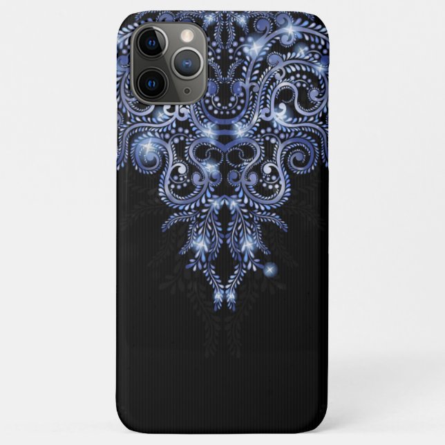 Elegant Blue Sparkly Swirl iPhone 4 Case (Back)