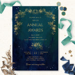 Elegant Blue Starry Night Awards / Gala Night   Invitation<br><div class="desc">Celebrate your gala or awards recognition event with this elegant invitation showcasing gorgeous blue, navy, green and teal celestial background with dainty stars and delicate faux gilded botanical garlands in golden hues. Ability to change and customise all text sections to suit your needs. Easy to fill in template. Magical design...</div>