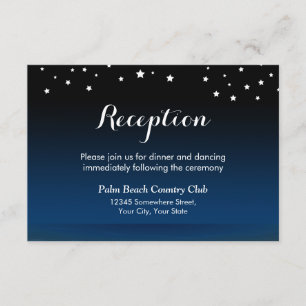 Elegant Blue Starry Night Wedding Reception Enclosure Card