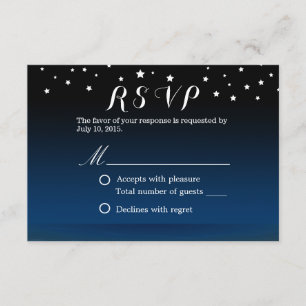 Elegant Blue Starry Night Wedding RSVP Card