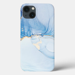 Elegant Blue Stone Marble Pattern iPhone 13 Case