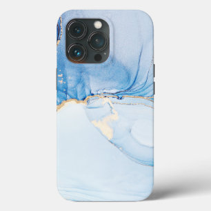 Elegant Blue Stone Marble Pattern, iPhone 13 Pro Case