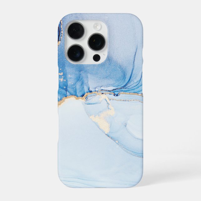 Elegant Blue Stone Marble Pattern iPhone Case (Back)