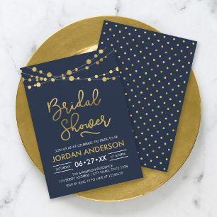 Elegant Blue Strings of Lights Bridal Shower Invitation
