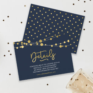 Elegant Blue Strings of Lights Wedding Details Enclosure Card