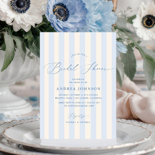 Elegant blue stripes bridal shower invitation